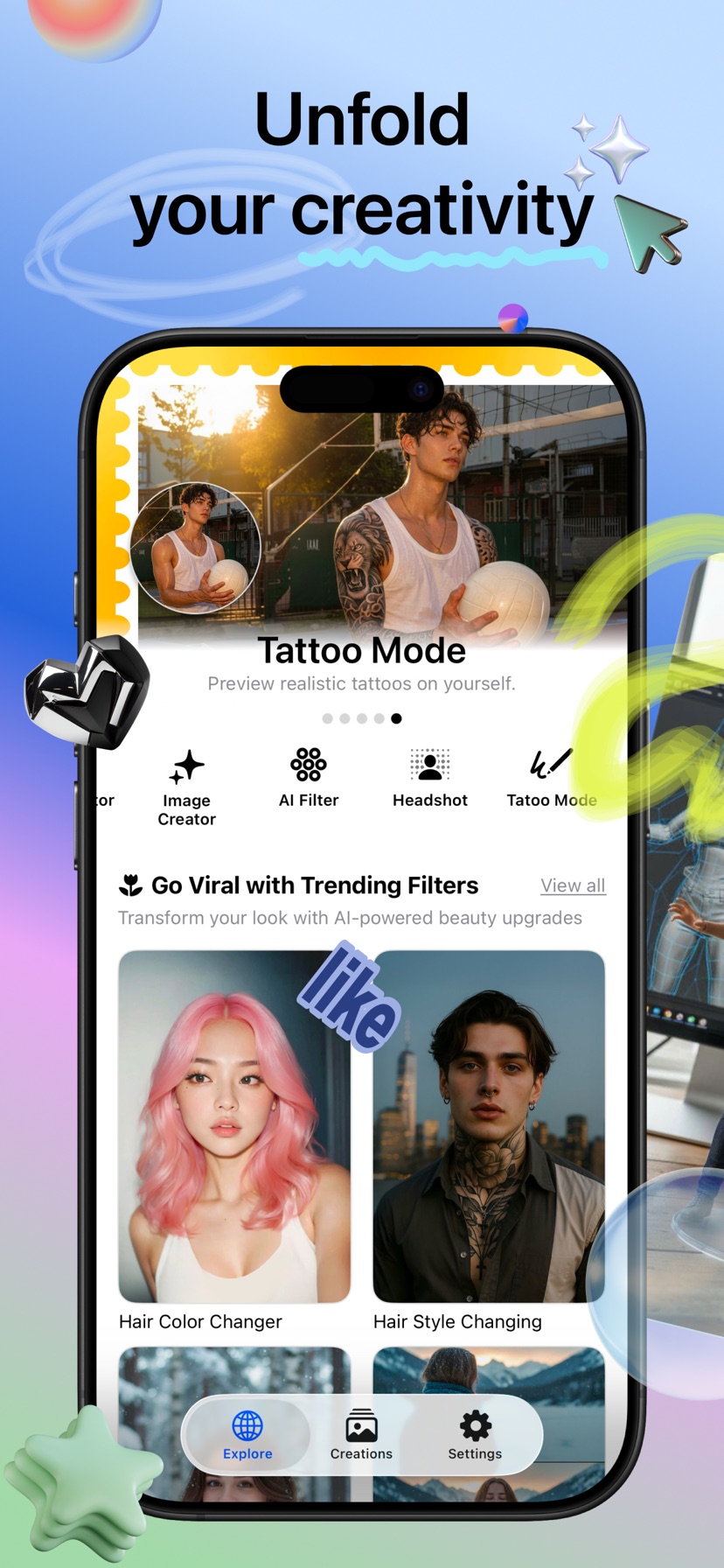 Wision AI photo creation and trending filters